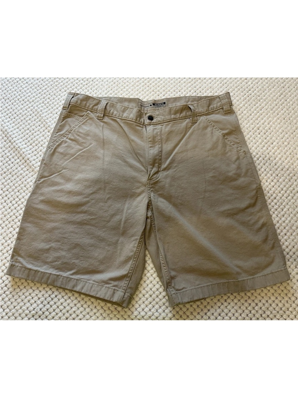 Carhartt Mens 40x10 Tan Relaxed Fit Rugged Flex Cargo Canvas Work Shorts